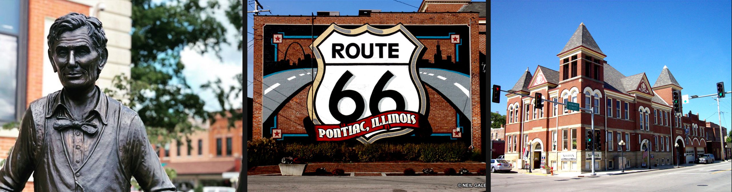 Pontiac Illinois Attractions: Abraham Lincoln Statue, Route 66 Mural, Historic Route 66 Museum
